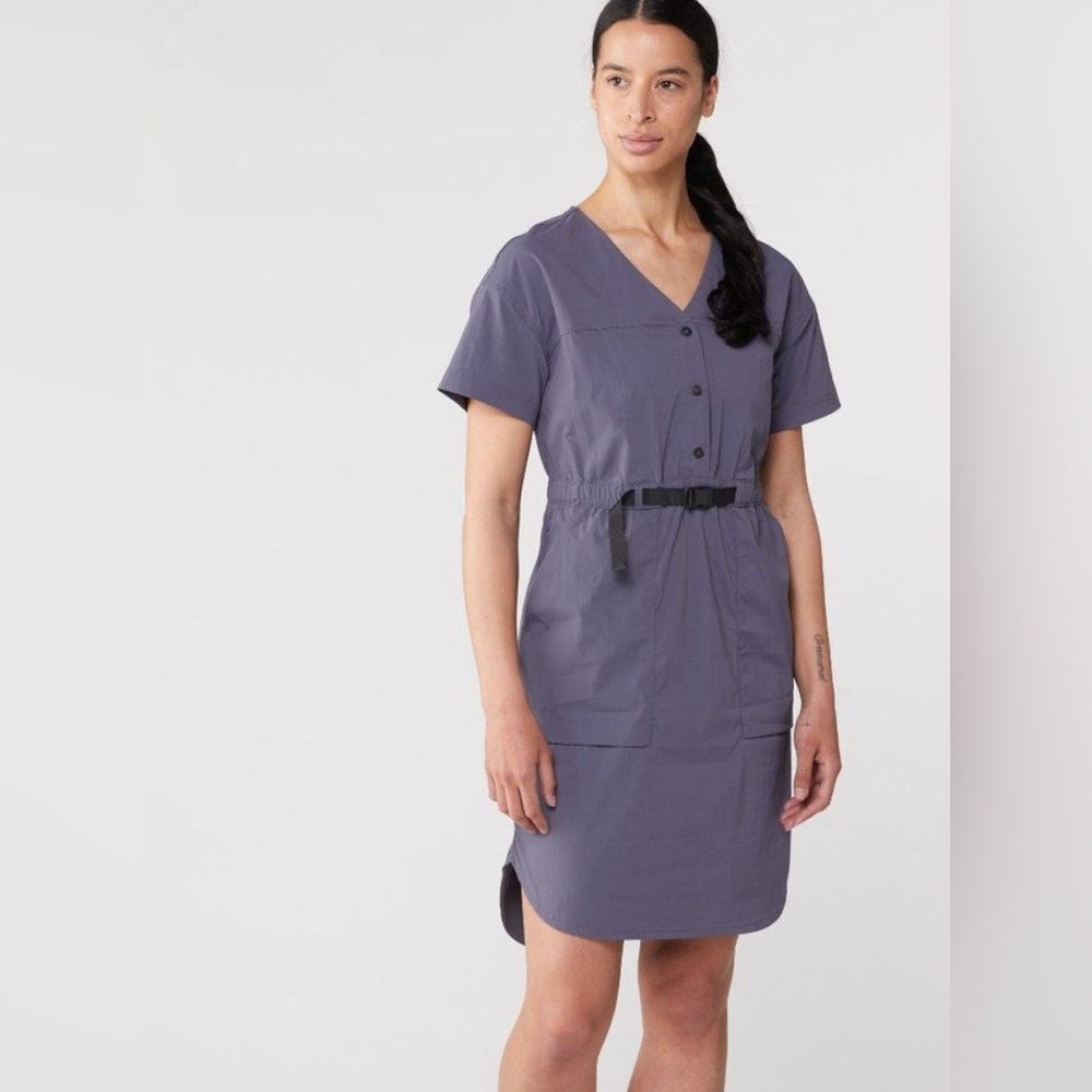 REI Navy Blue Dress with Buckle Waist